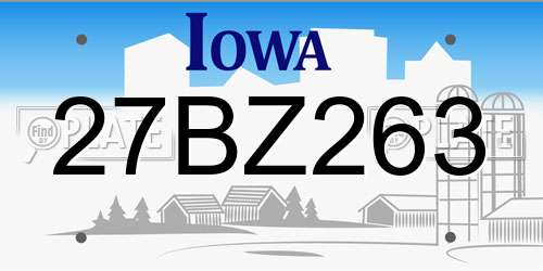 27BZ263 Iowa License Plate