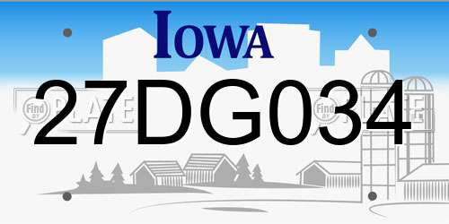 27DG034 Iowa License Plate