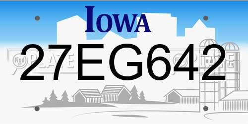 27EG642 Iowa License Plate