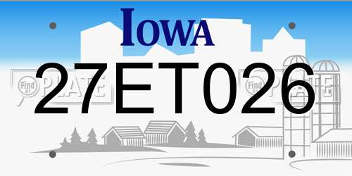 27ET026 Iowa License Plate