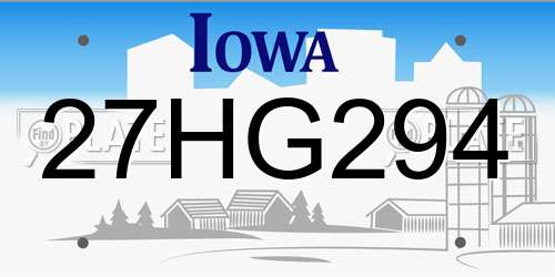 27HG294 Iowa License Plate