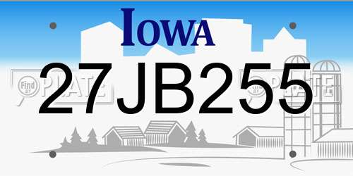 27JB255 Iowa License Plate