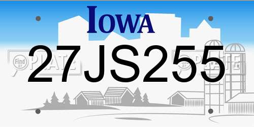 27JS255 Iowa License Plate