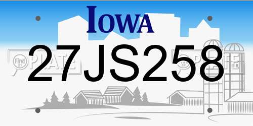 27JS258 Iowa License Plate