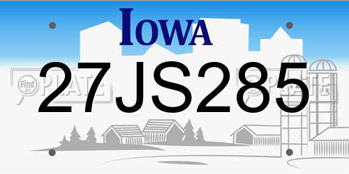27JS285 Iowa License Plate