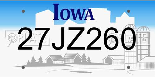 27JZ260 Iowa License Plate