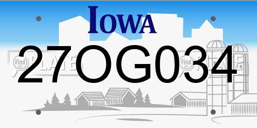 27OG034 Iowa License Plate