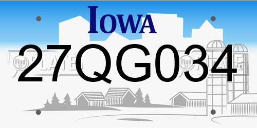 27QG034 Iowa License Plate