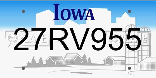 27RV955 Iowa License Plate