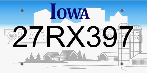 27RX397 Iowa License Plate