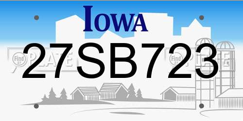 27SB723 Iowa License Plate