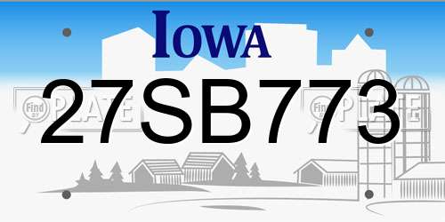 27SB773 Iowa License Plate