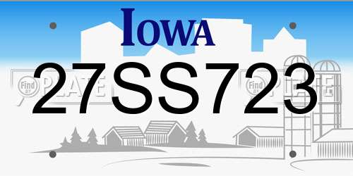 27SS723 Iowa License Plate