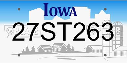 27ST263 Iowa License Plate