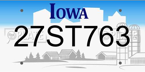 27ST763 Iowa License Plate