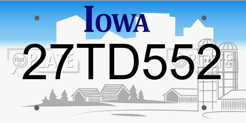 27TD552 Iowa License Plate