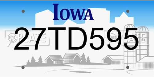 27TD595 Iowa License Plate