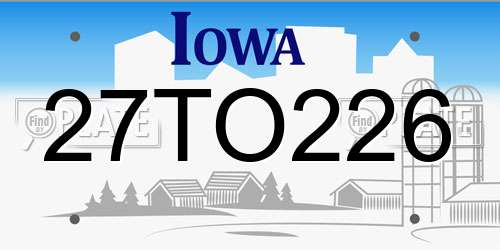 27TO226 Iowa License Plate