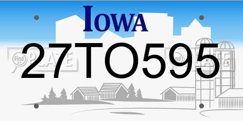 27TO595 Iowa License Plate