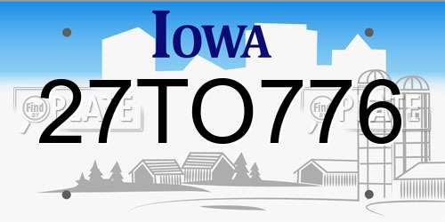 27TO776 Iowa License Plate