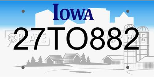 27TO882 Iowa License Plate