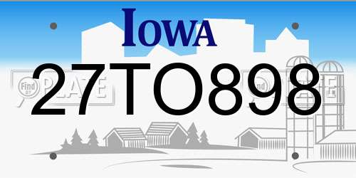27TO898 Iowa License Plate