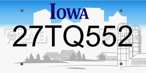 27TQ552 Iowa License Plate