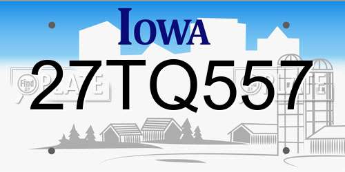 27TQ557 Iowa License Plate