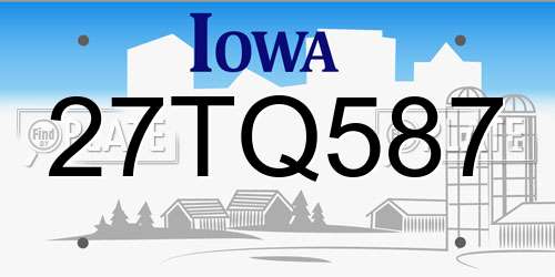 27TQ587 Iowa License Plate