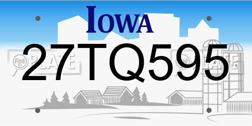 27TQ595 Iowa License Plate