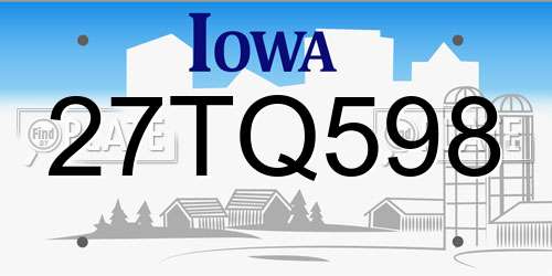 27TQ598 Iowa License Plate