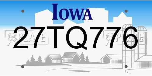 27TQ776 Iowa License Plate