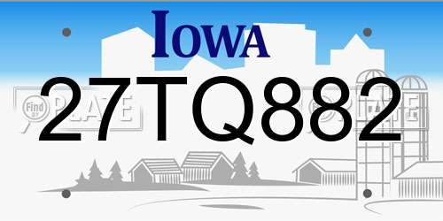 27TQ882 Iowa License Plate