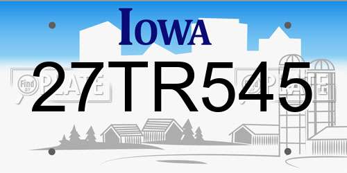 27TR545 Iowa License Plate