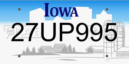 27UP995 Iowa License Plate