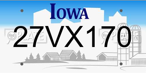 27VX170 Iowa License Plate