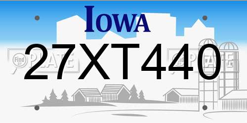 27XT440 Iowa License Plate