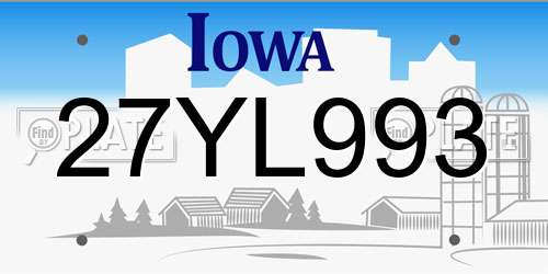 27YL993 Iowa License Plate