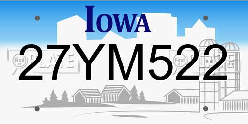 27YM522 Iowa License Plate