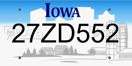 27ZD552 Iowa License Plate