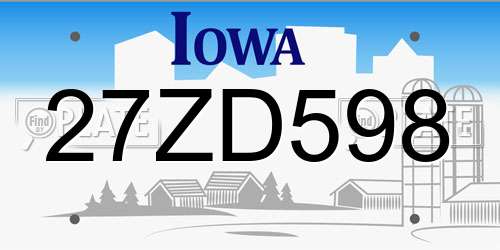 27ZD598 Iowa License Plate