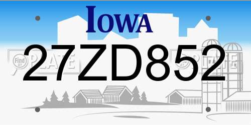27ZD852 Iowa License Plate