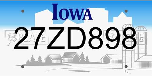 27ZD898 Iowa License Plate