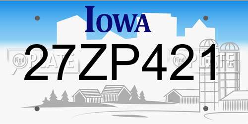 27ZP421 Iowa License Plate