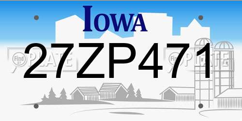 27ZP471 Iowa License Plate
