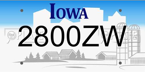 2800ZW Iowa License Plate