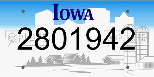2801942 Iowa License Plate