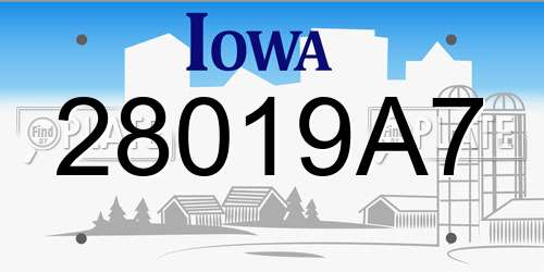 28019A7 Iowa License Plate