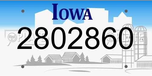 2802860 Iowa License Plate