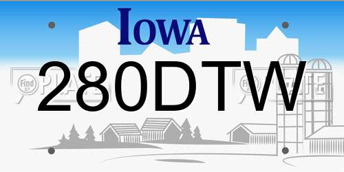 280DTW Iowa License Plate